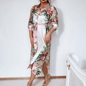 Zara tropical shirt dress